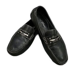 Via Spiga black pebbled leather slip on loafers. Size 10. VIA SPIGA Womens Slip On Loafers, Black Leather, 10M  main image 4